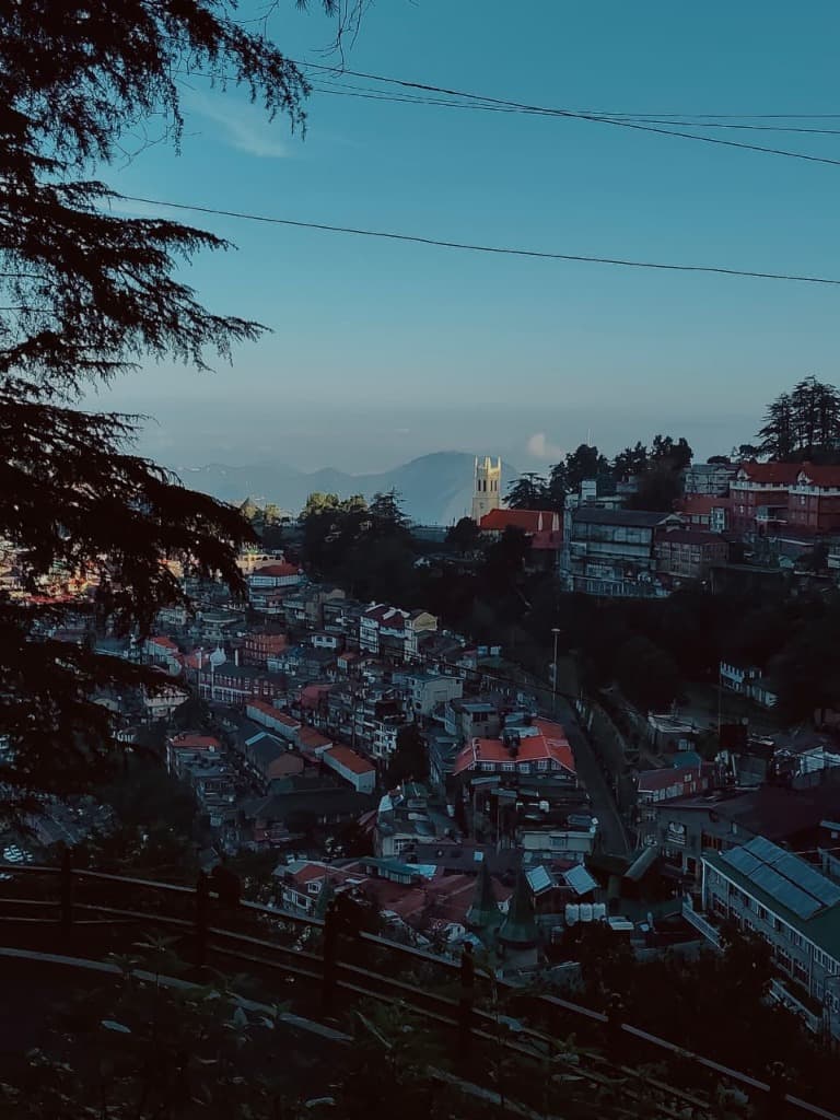 Shimla Manali road trip scenic viewpoint with mountain backdrop